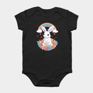 Rainbow Bunny Love Baby Bodysuit